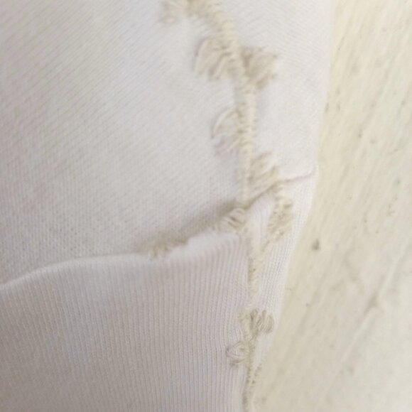 J Jill Floral Embroidered Boat Neck 3/4 Sleeve Ivory Cotton Blend Tee - Picture 5 of 7